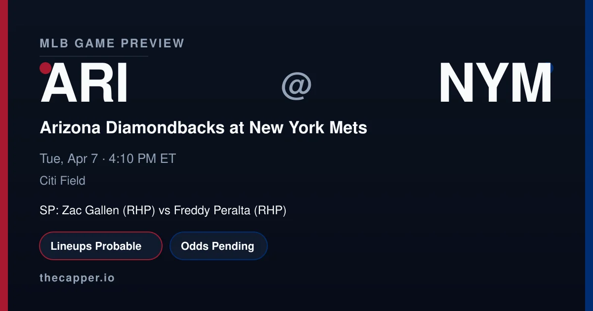 Arizona Diamondbacks at New York Mets MLB game preview for April 7, 2026