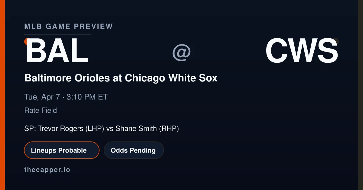 Baltimore Orioles at Chicago White Sox MLB game preview for April 7, 2026