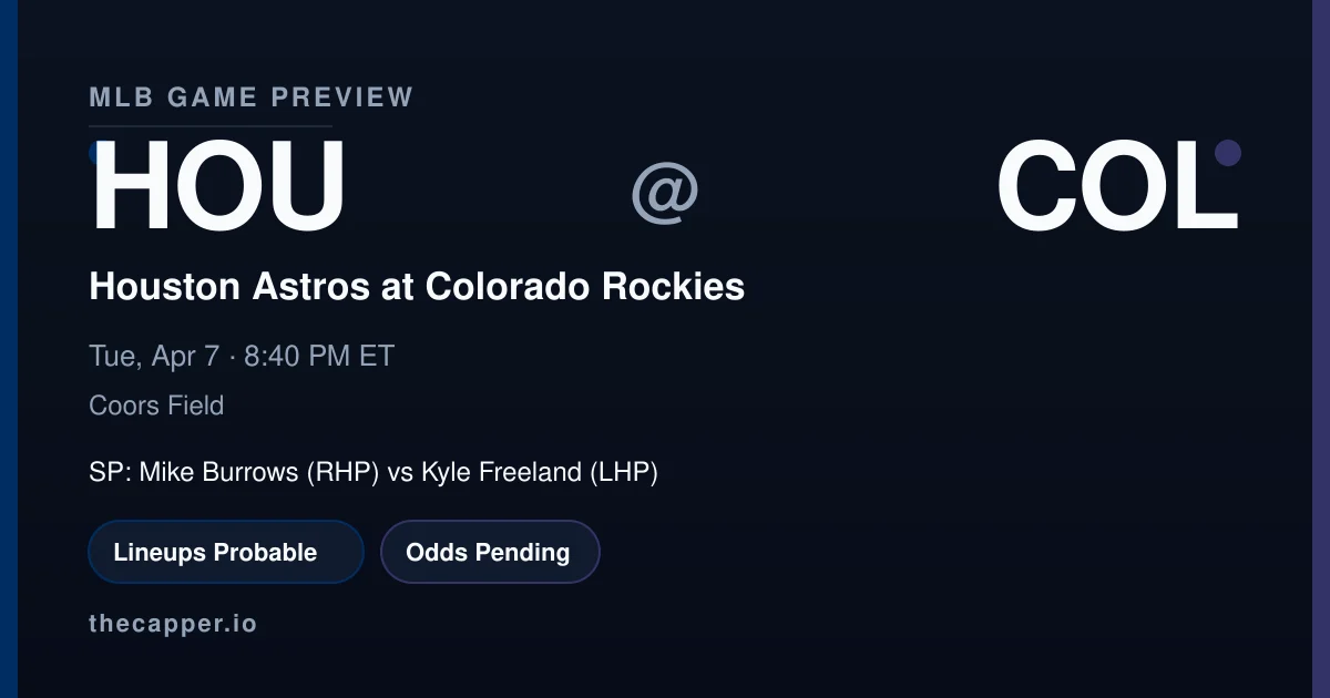 Houston Astros at Colorado Rockies MLB game preview for April 7, 2026