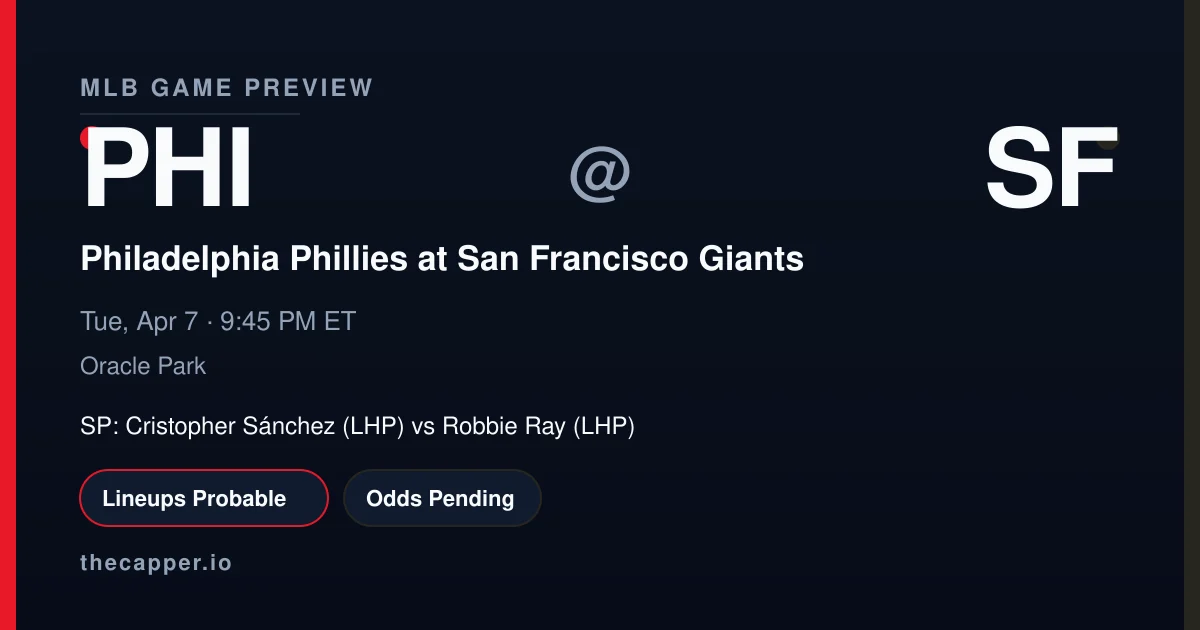 Philadelphia Phillies at San Francisco Giants MLB game preview for April 7, 2026