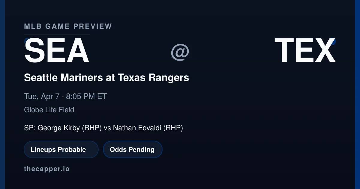 Seattle Mariners at Texas Rangers MLB game preview for April 7, 2026