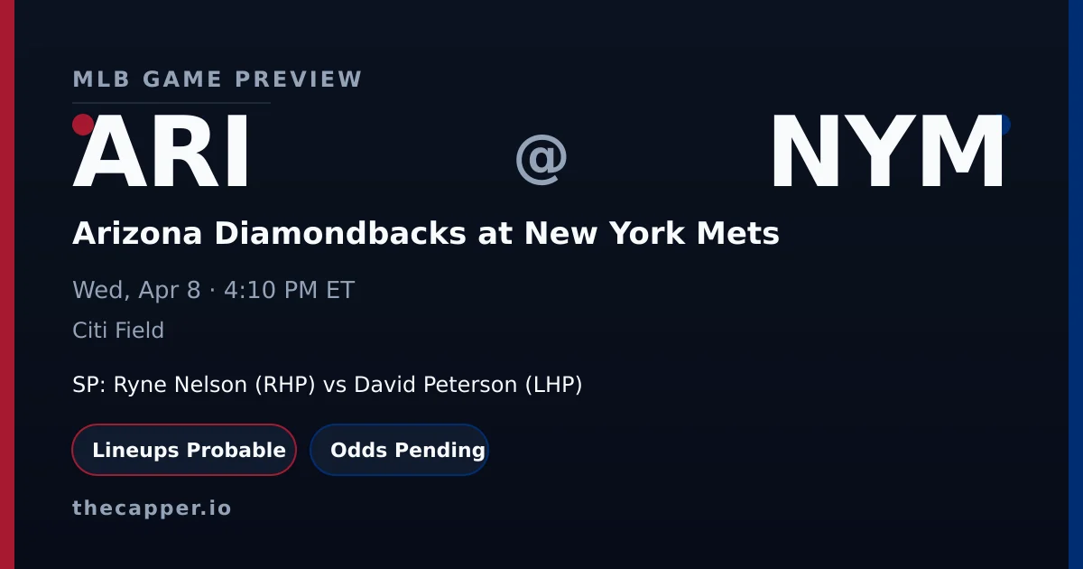 Arizona Diamondbacks at New York Mets MLB game preview for April 8, 2026