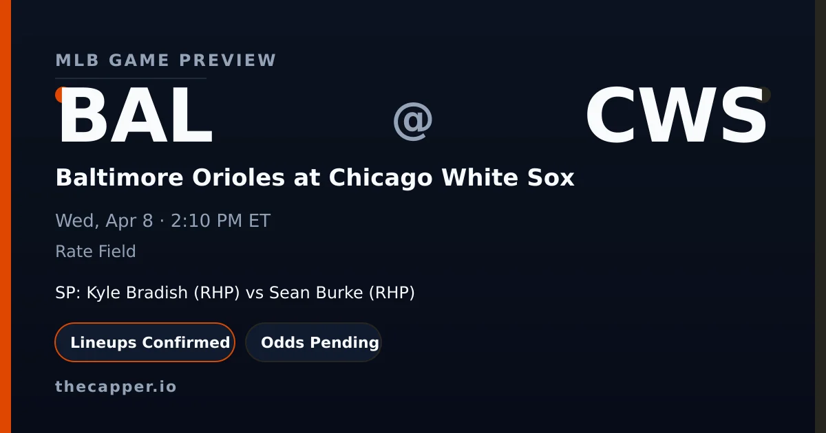 Baltimore Orioles at Chicago White Sox MLB game preview for April 8, 2026