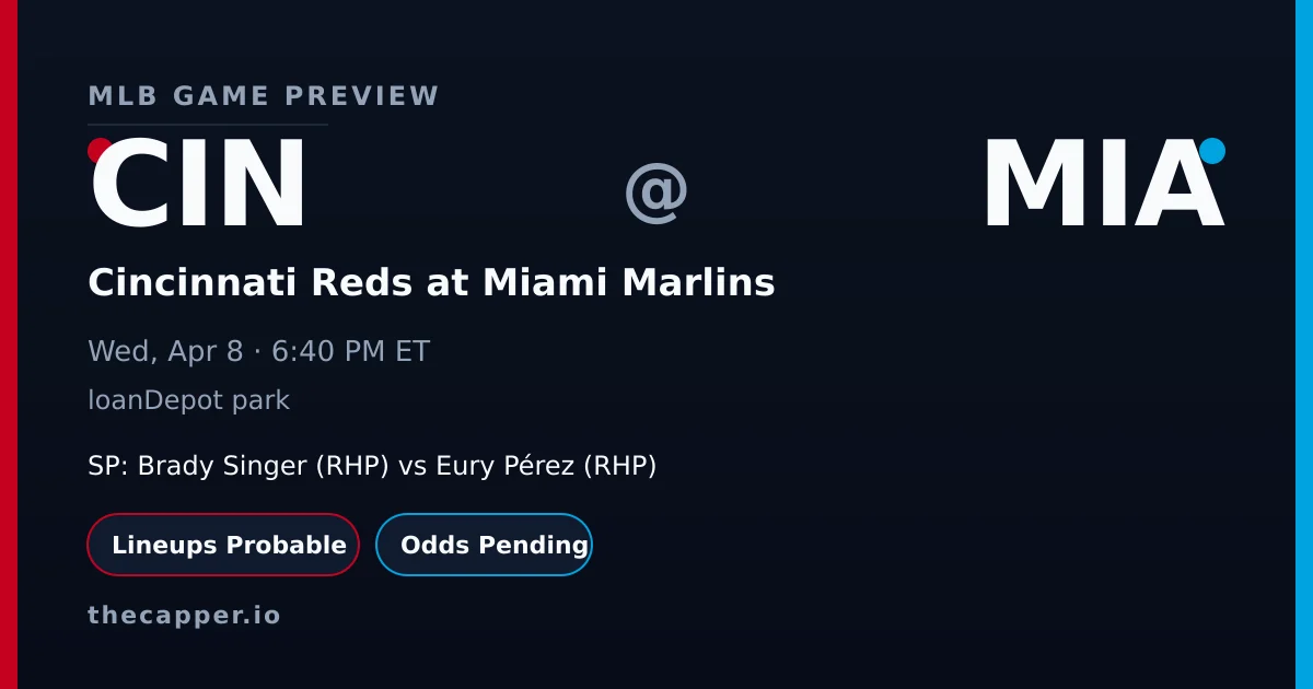 Cincinnati Reds at Miami Marlins MLB game preview for April 8, 2026