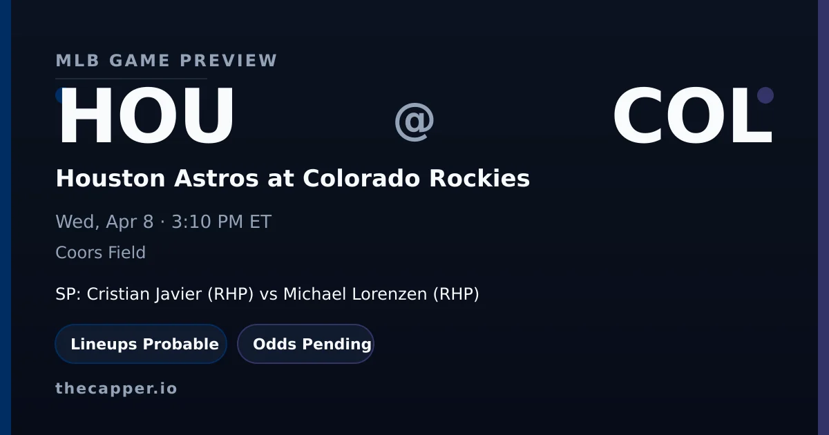 Houston Astros at Colorado Rockies MLB game preview for April 8, 2026