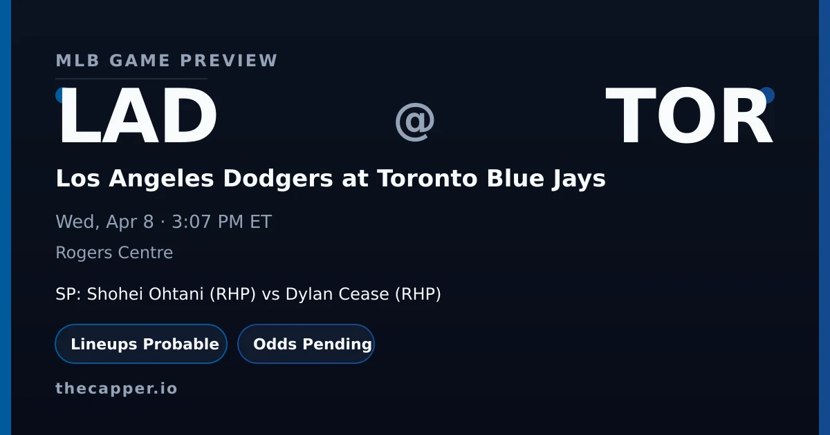 Los Angeles Dodgers at Toronto Blue Jays MLB game preview for April 8, 2026