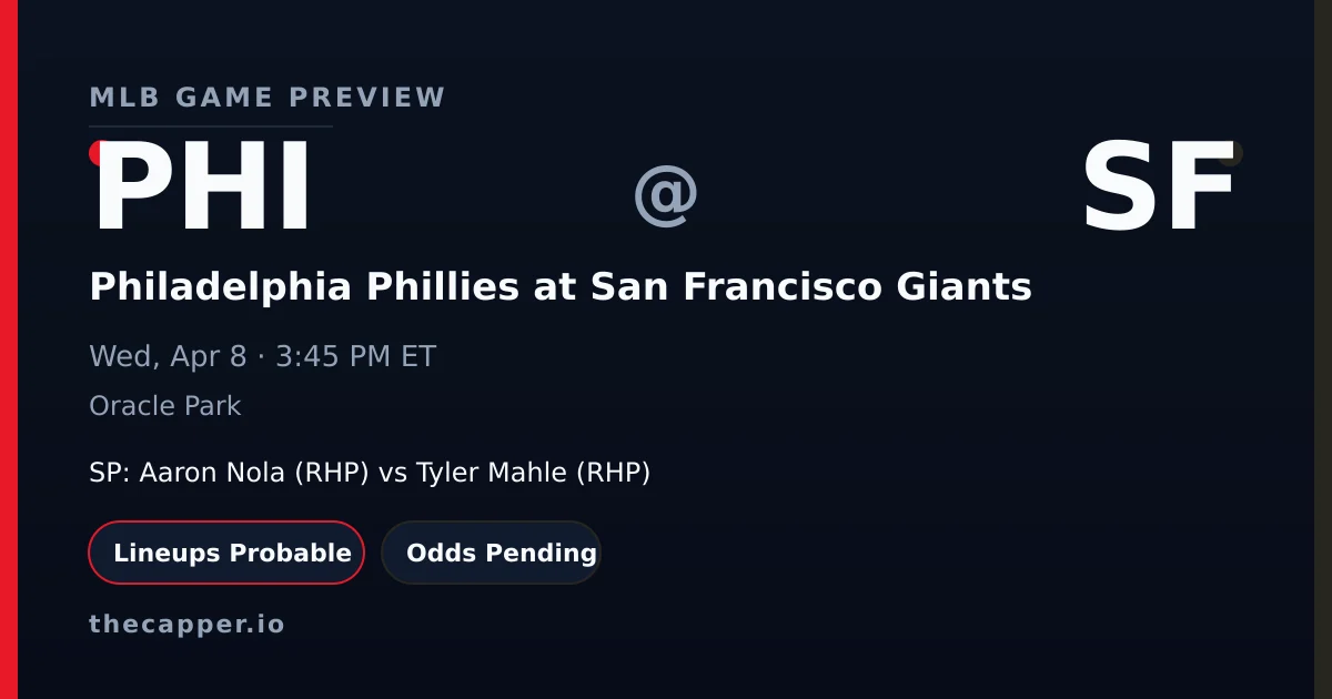 Philadelphia Phillies at San Francisco Giants MLB game preview for April 8, 2026