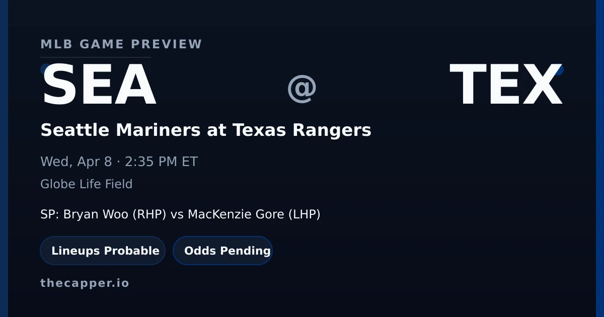 Seattle Mariners at Texas Rangers MLB game preview for April 8, 2026