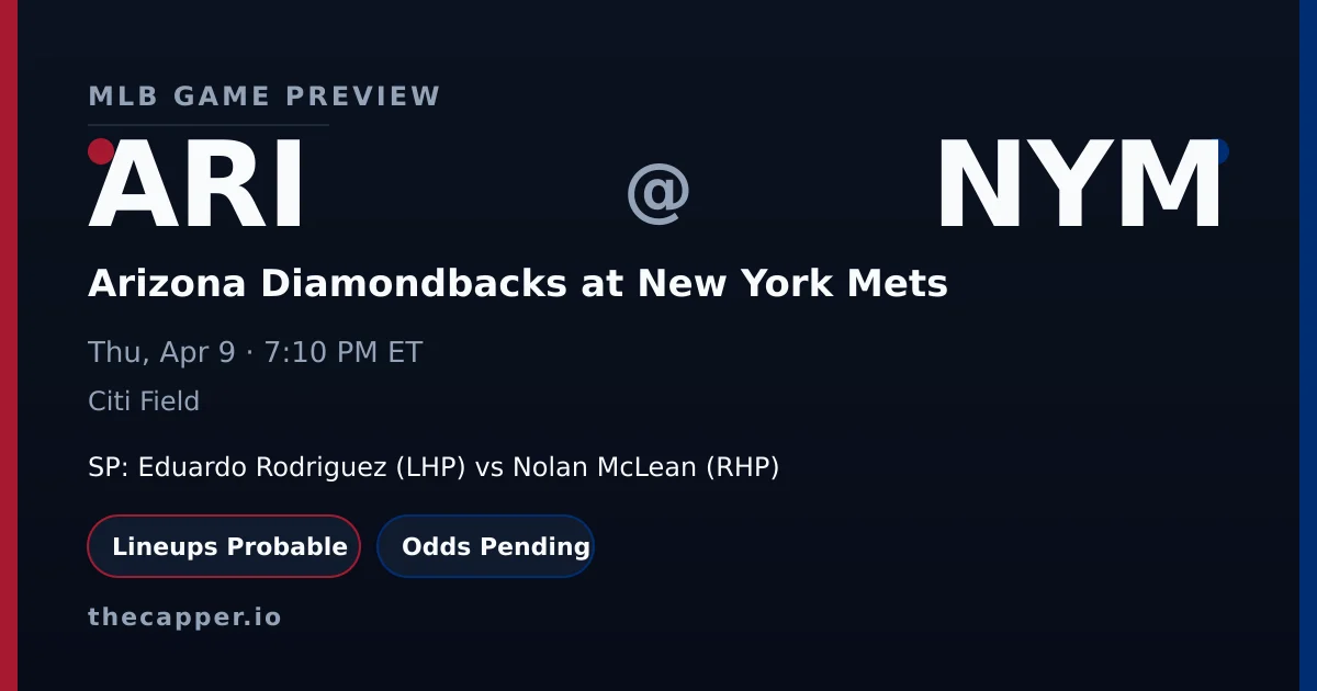 Arizona Diamondbacks at New York Mets MLB game preview for April 9, 2026