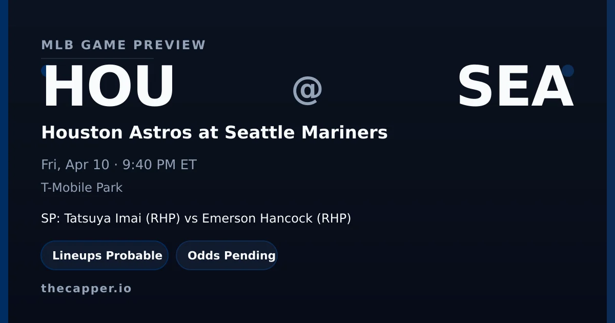 Houston Astros at Seattle Mariners MLB game preview for April 10, 2026
