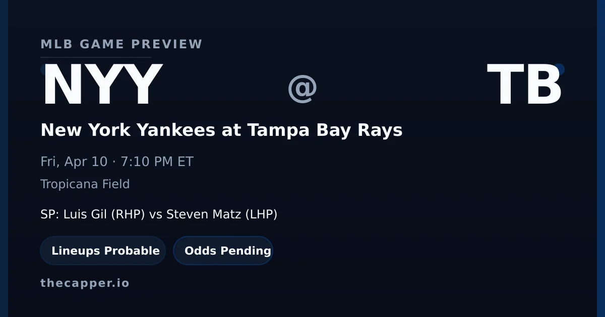 New York Yankees at Tampa Bay Rays MLB game preview for April 10, 2026