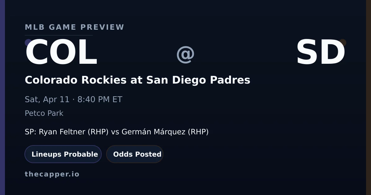 Colorado Rockies at San Diego Padres MLB game preview for April 11, 2026