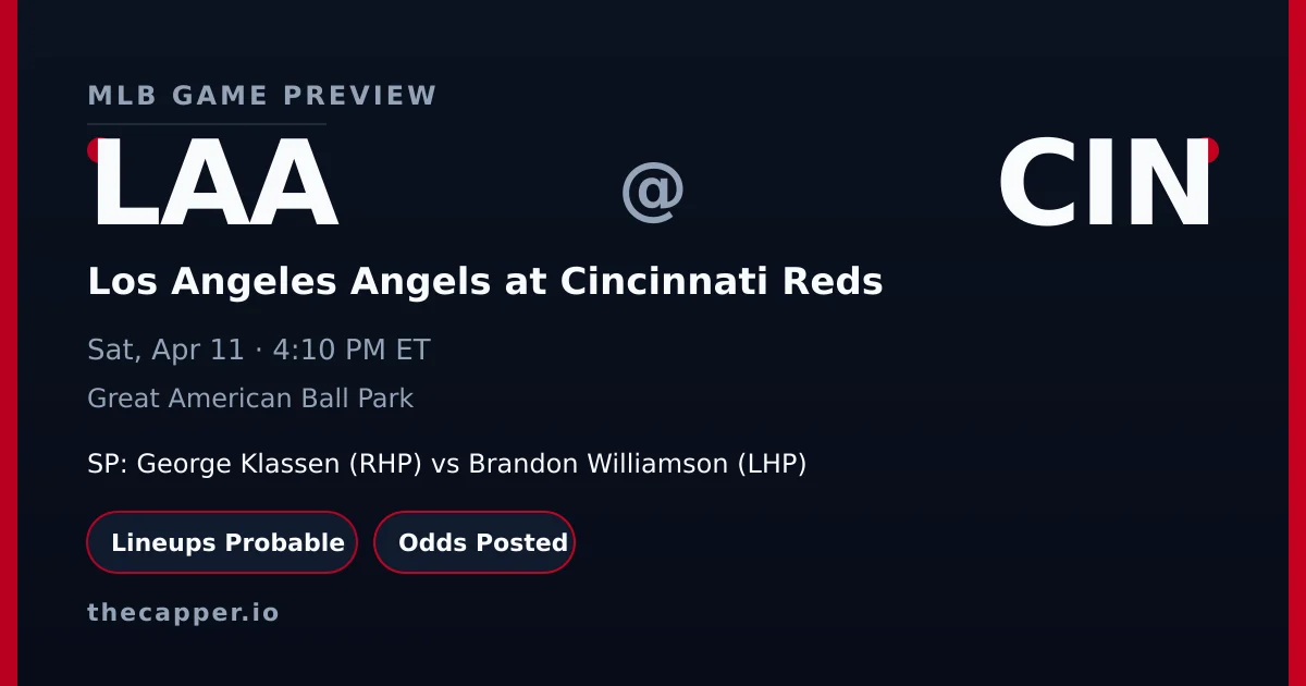 Los Angeles Angels at Cincinnati Reds MLB game preview for April 11, 2026