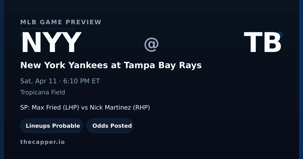 New York Yankees at Tampa Bay Rays MLB game preview for April 11, 2026