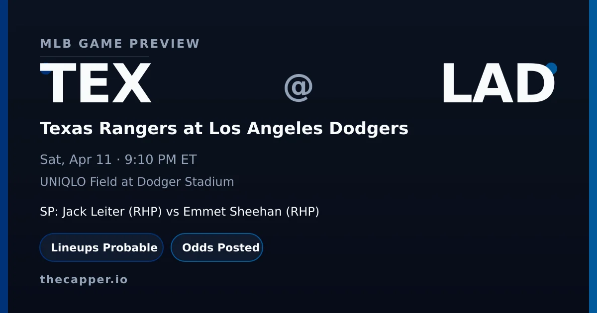 Texas Rangers at Los Angeles Dodgers MLB game preview for April 11, 2026