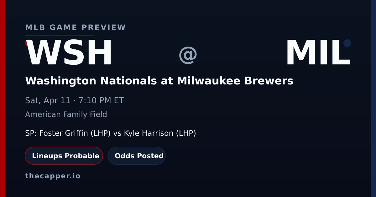 Washington Nationals at Milwaukee Brewers MLB game preview for April 11, 2026