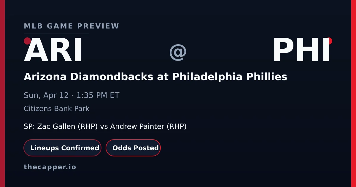 Arizona Diamondbacks at Philadelphia Phillies MLB game preview for April 12, 2026