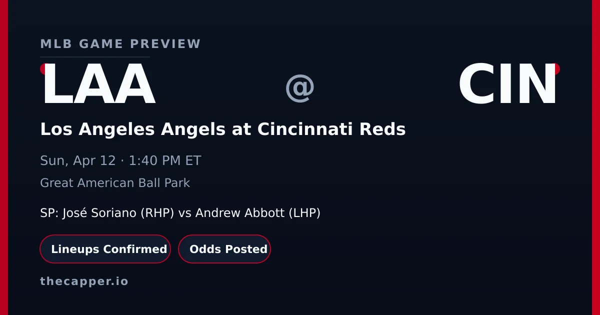 Los Angeles Angels at Cincinnati Reds MLB game preview for April 12, 2026