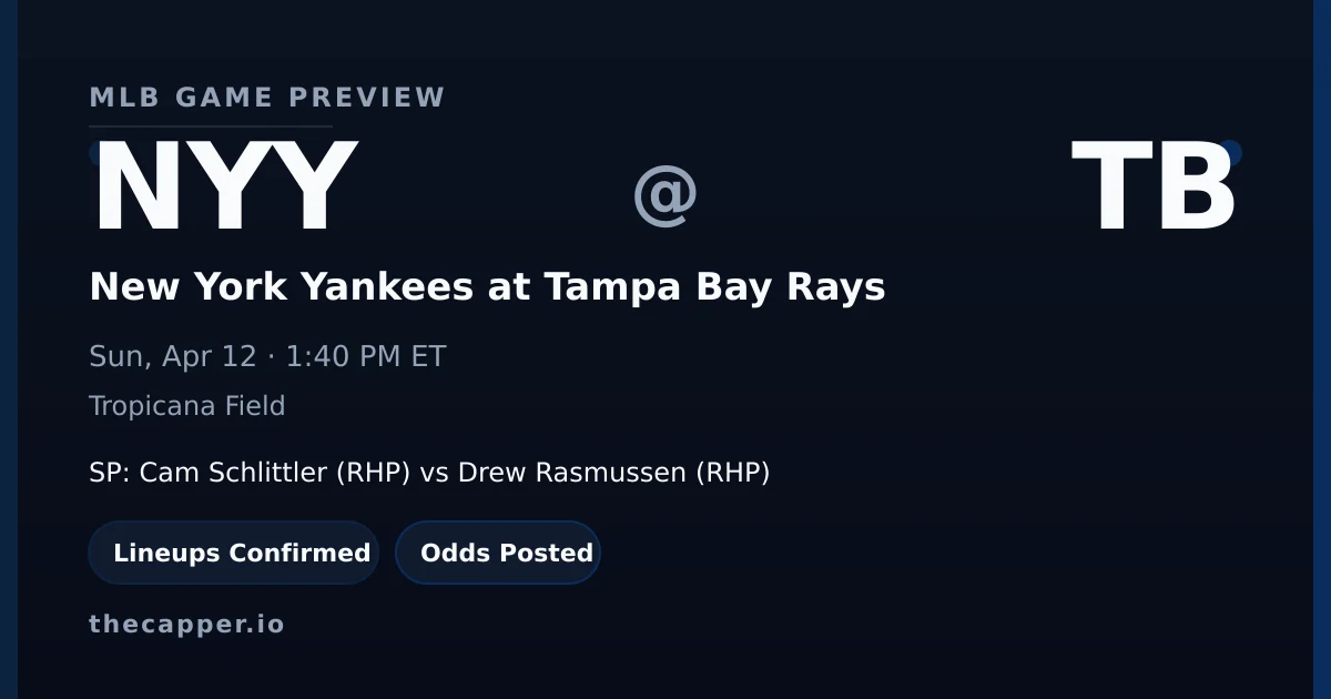 New York Yankees at Tampa Bay Rays MLB game preview for April 12, 2026