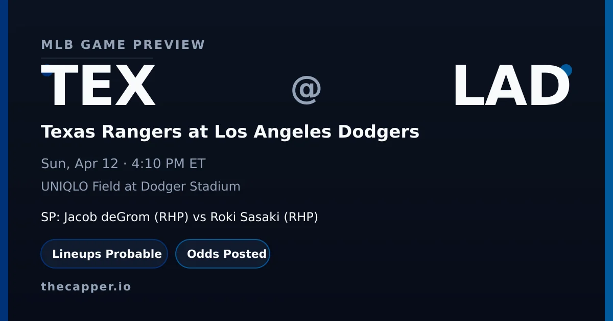 Texas Rangers at Los Angeles Dodgers MLB game preview for April 12, 2026