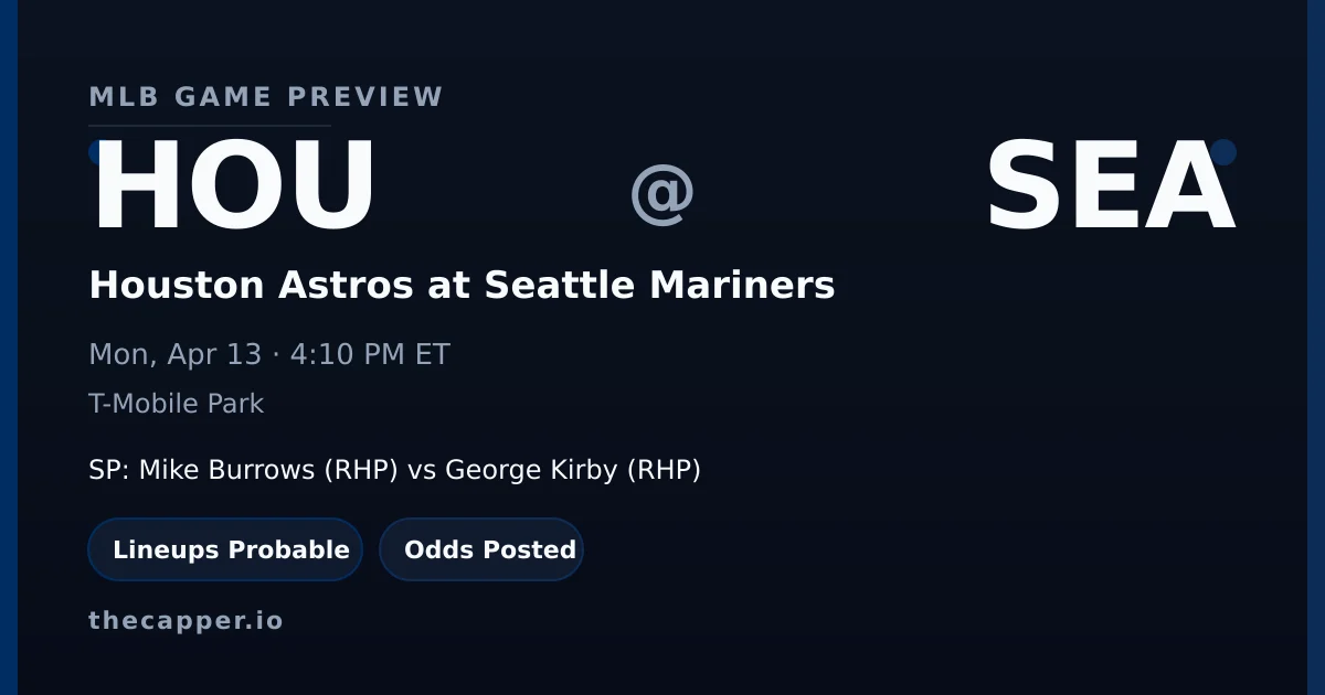 Houston Astros at Seattle Mariners MLB game preview for April 13, 2026