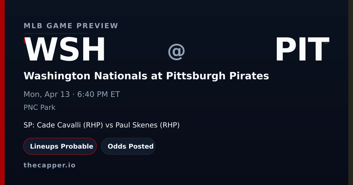 Washington Nationals at Pittsburgh Pirates MLB game preview for April 13, 2026
