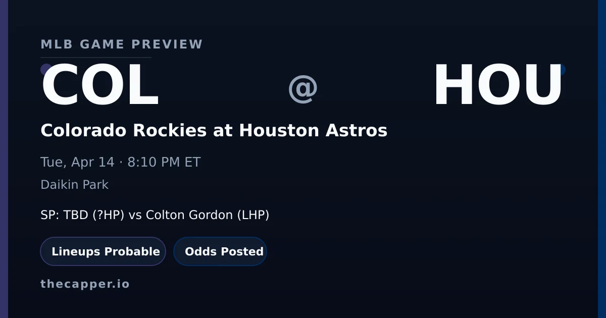 Colorado Rockies at Houston Astros MLB game preview for April 14, 2026