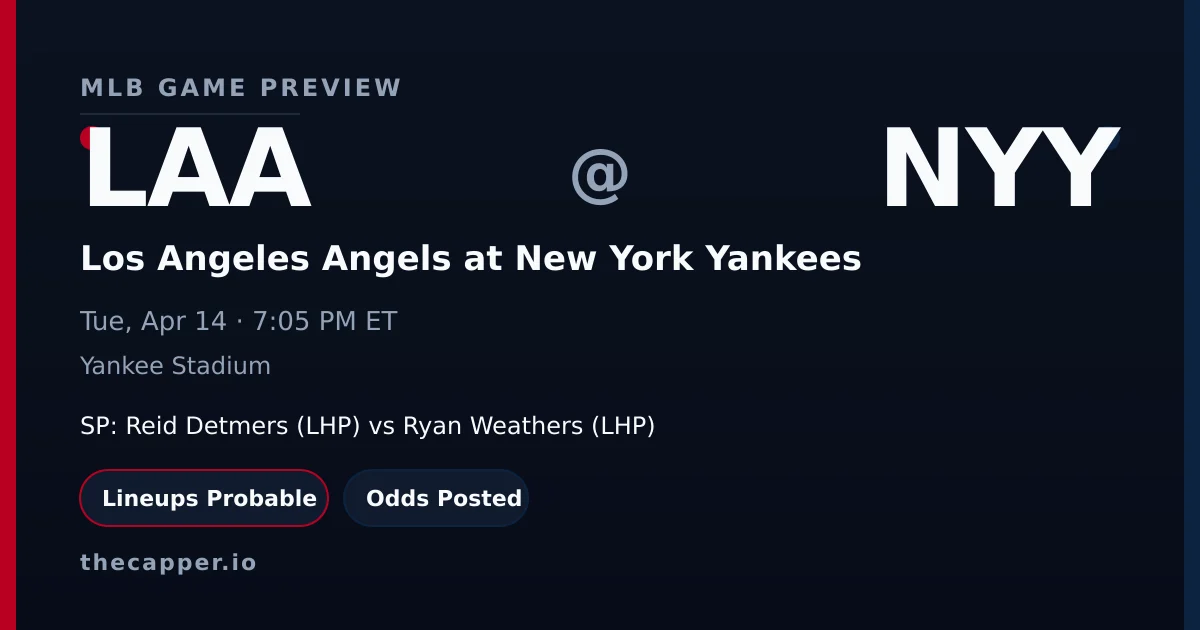 Los Angeles Angels at New York Yankees MLB game preview for April 14, 2026