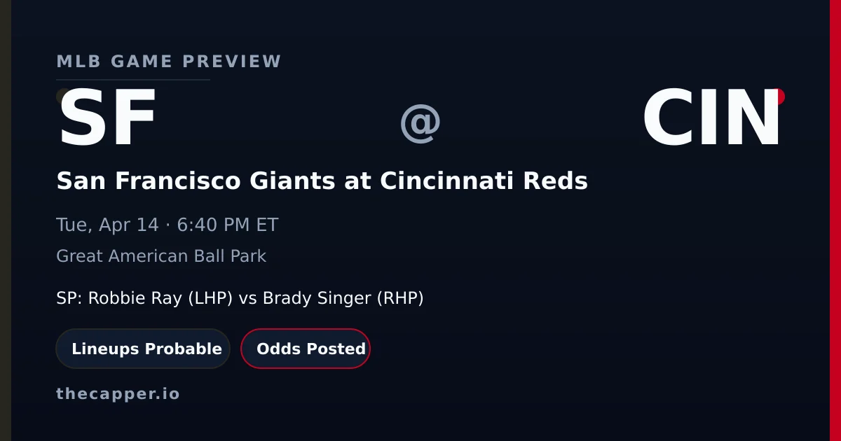 San Francisco Giants at Cincinnati Reds MLB game preview for April 14, 2026