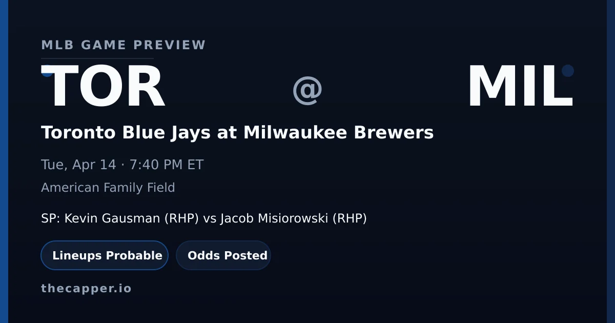 Toronto Blue Jays at Milwaukee Brewers MLB game preview for April 14, 2026