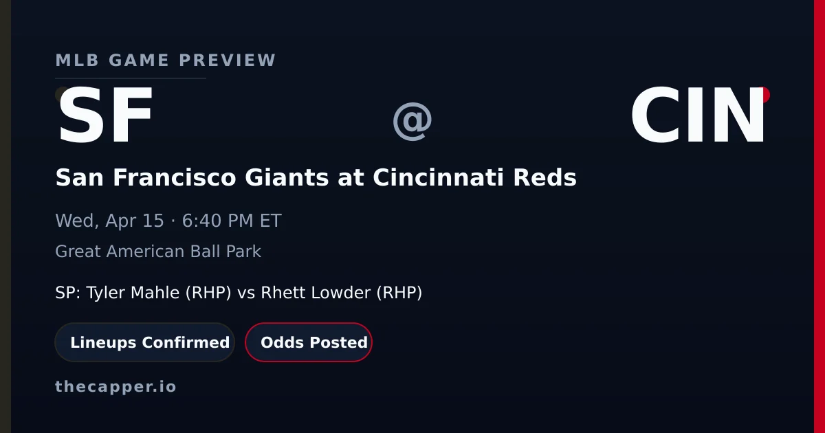 San Francisco Giants at Cincinnati Reds MLB game preview for April 15, 2026