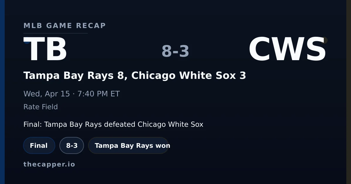 Tampa Bay Rays 8, Chicago White Sox 3 MLB game recap for April 15, 2026