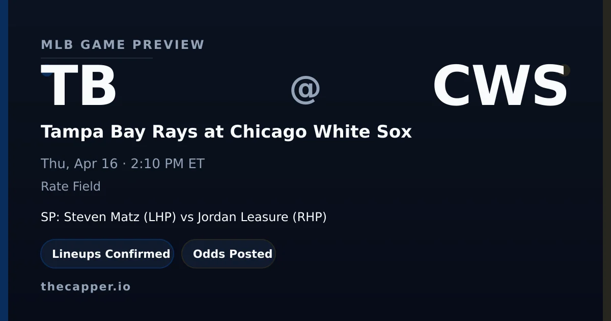 Tampa Bay Rays at Chicago White Sox MLB game preview for April 16, 2026