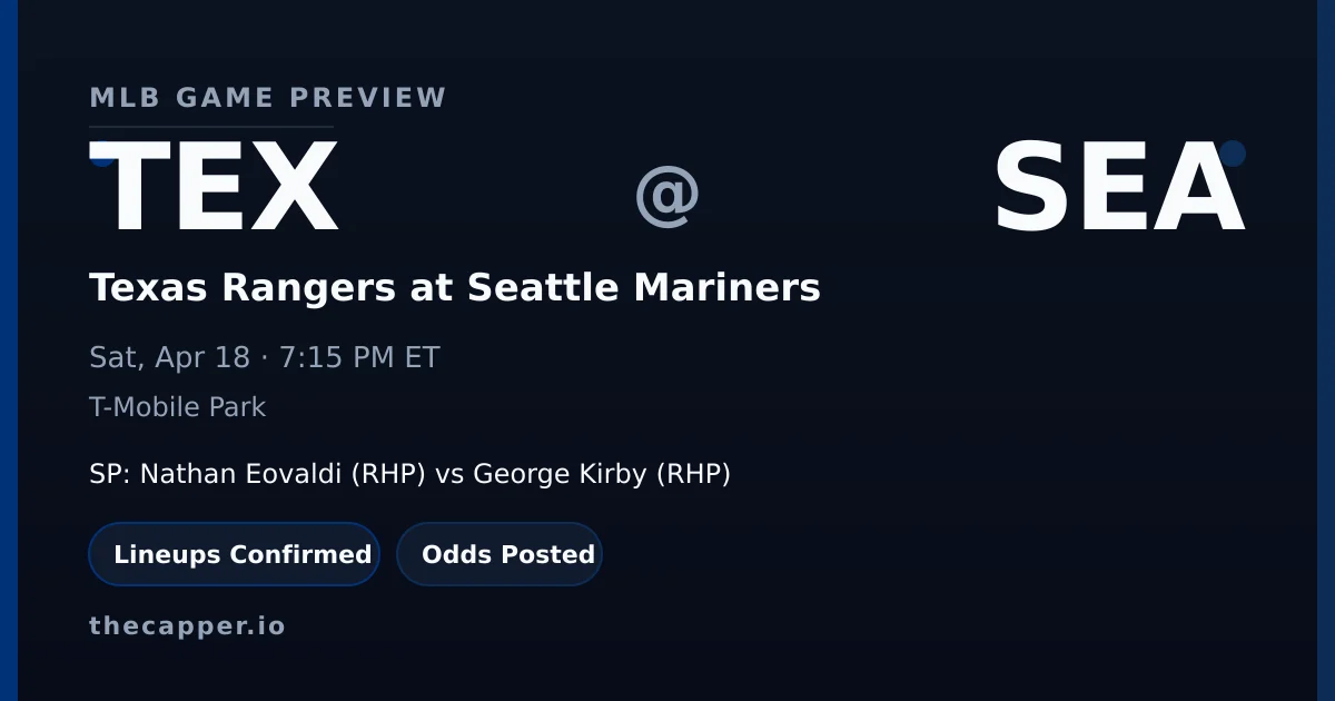 Texas Rangers at Seattle Mariners MLB game preview for April 18, 2026