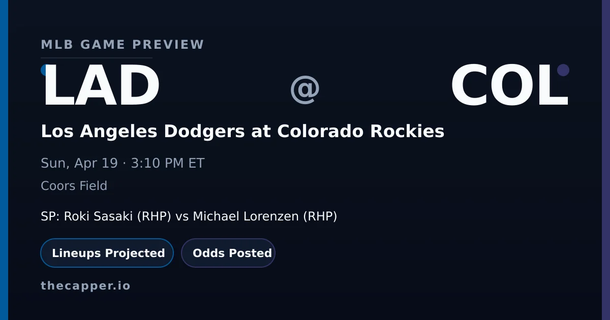Los Angeles Dodgers at Colorado Rockies MLB game preview for April 19, 2026