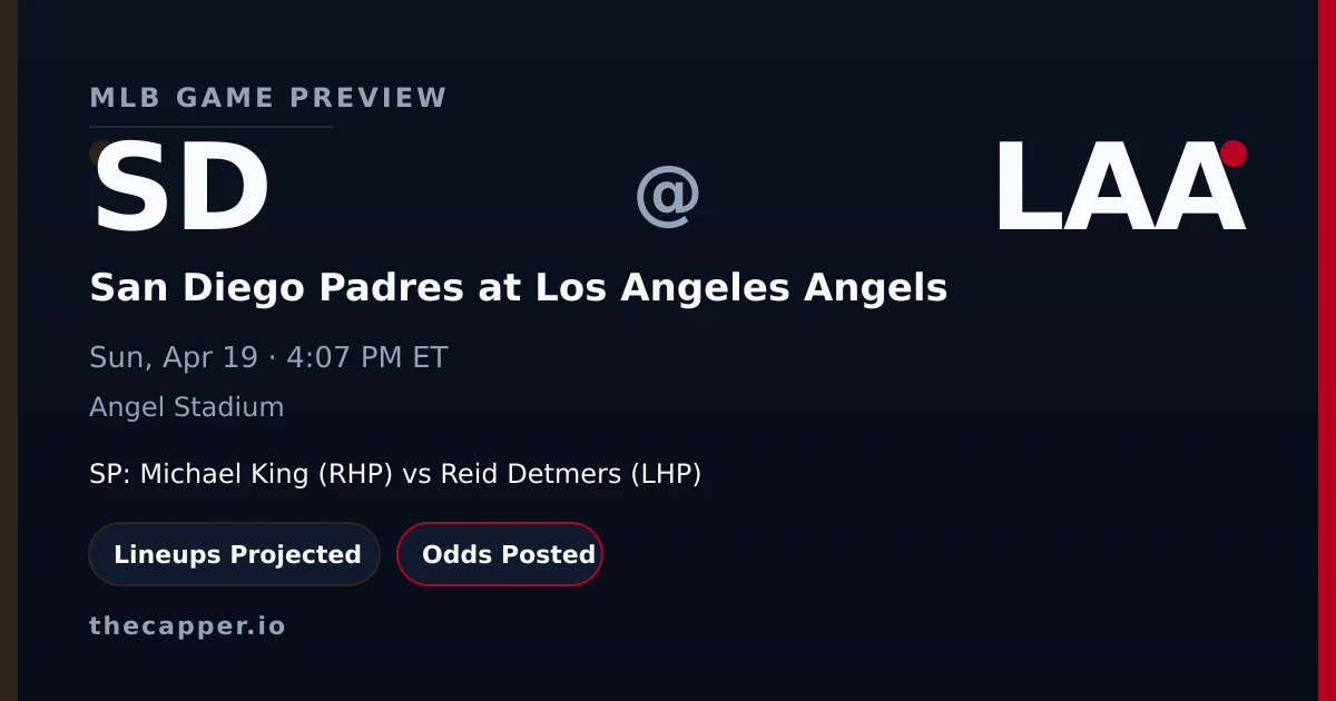 San Diego Padres at Los Angeles Angels MLB game preview for April 19, 2026