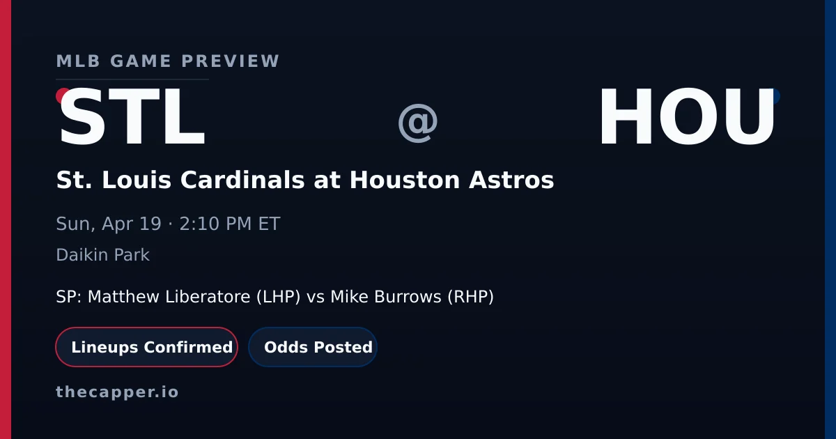 St. Louis Cardinals at Houston Astros MLB game preview for April 19, 2026