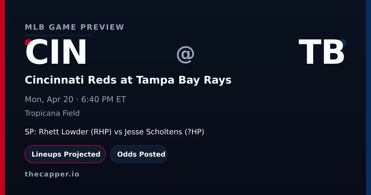 Cincinnati Reds at Tampa Bay Rays MLB game preview for April 20, 2026