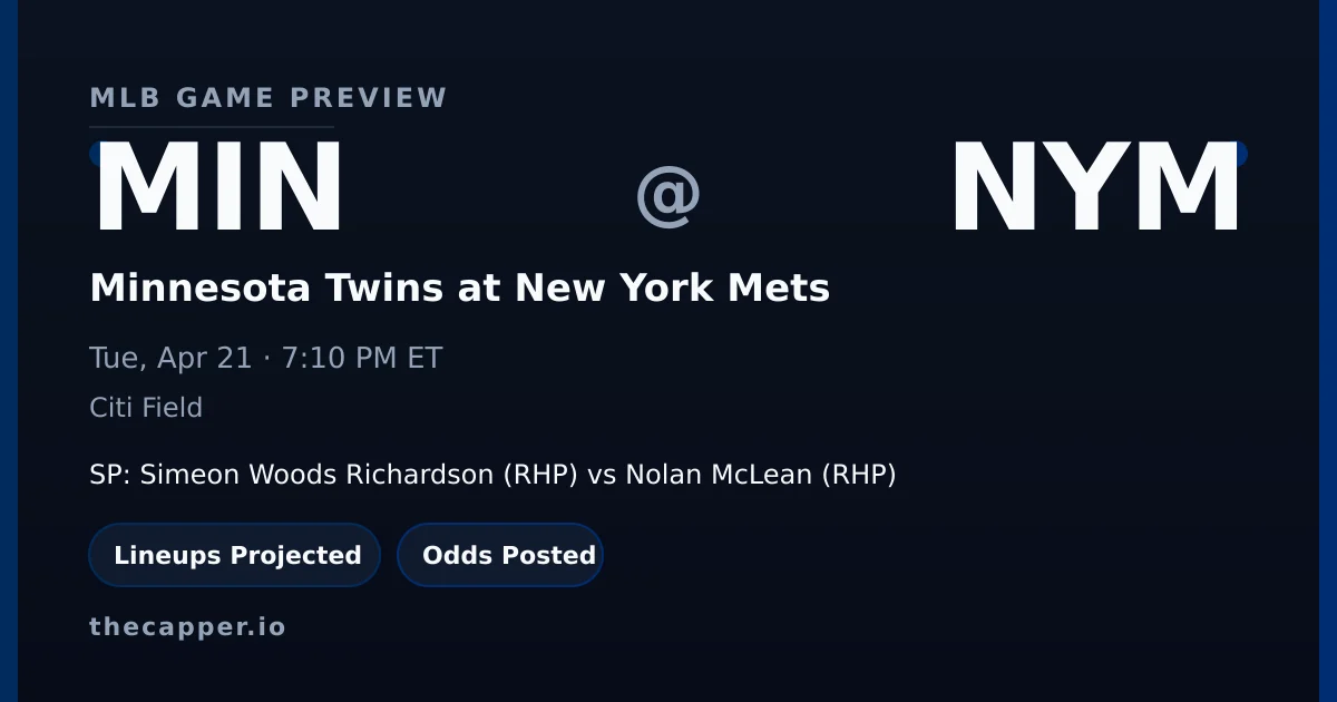 Minnesota Twins at New York Mets MLB game preview for April 21, 2026