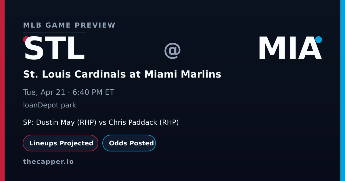 St. Louis Cardinals at Miami Marlins MLB game preview for April 21, 2026