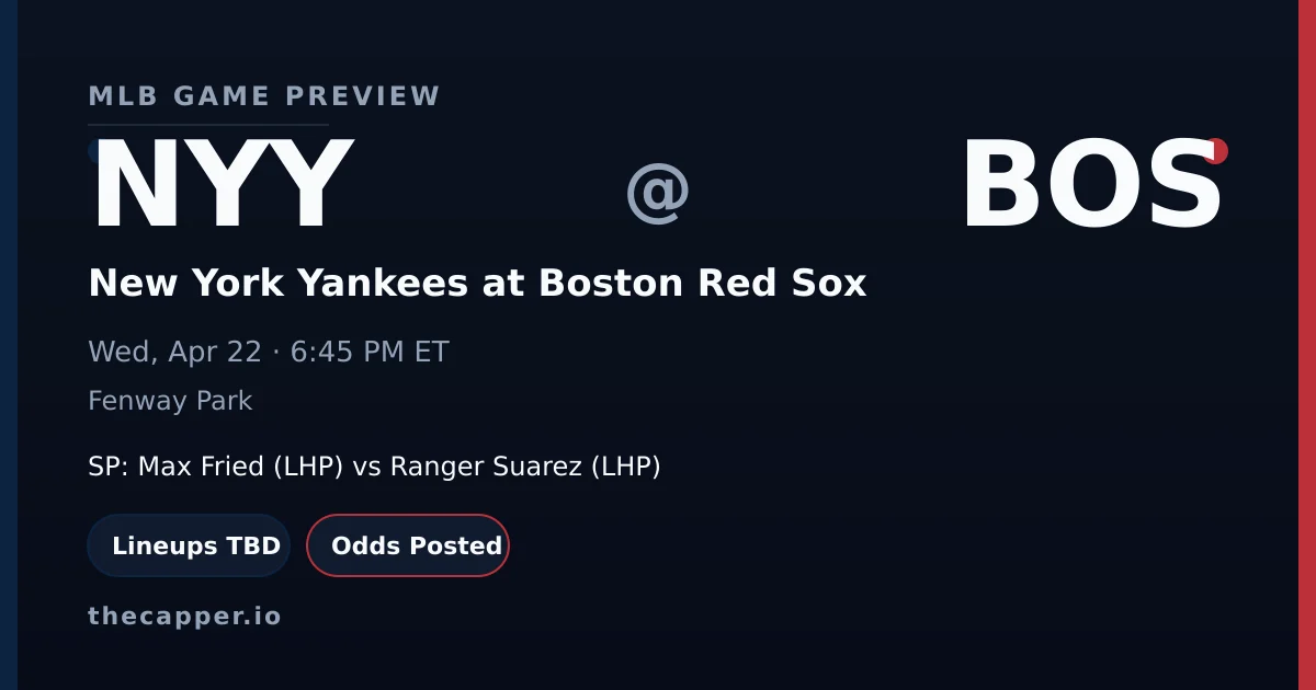 New York Yankees at Boston Red Sox MLB game preview for April 22, 2026