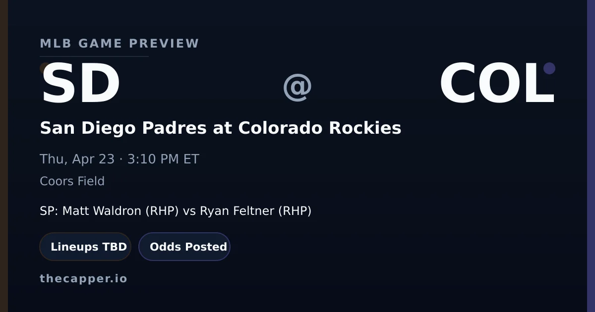 San Diego Padres at Colorado Rockies MLB game preview for April 23, 2026