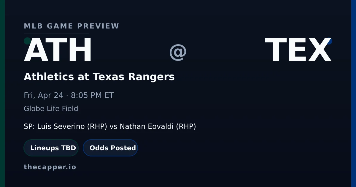 Athletics at Texas Rangers MLB game preview for April 24, 2026