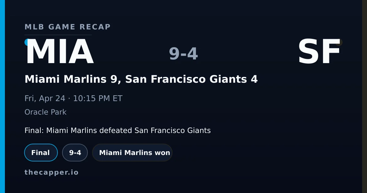 Miami Marlins 9, San Francisco Giants 4 MLB game recap for April 24, 2026