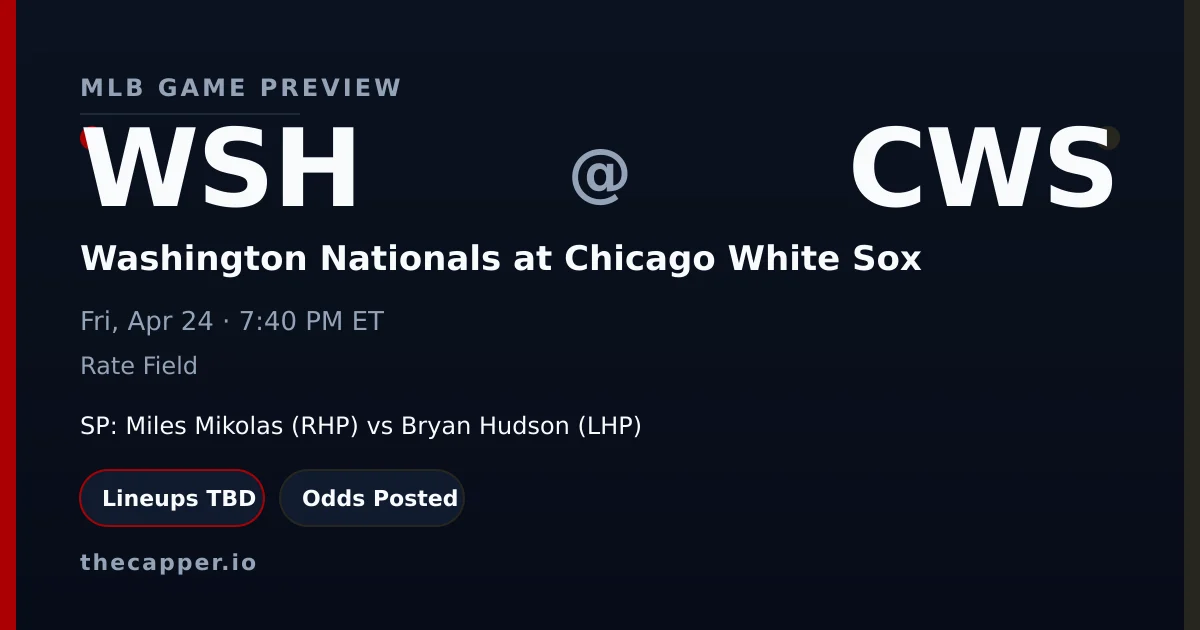 Washington Nationals at Chicago White Sox MLB game preview for April 24, 2026