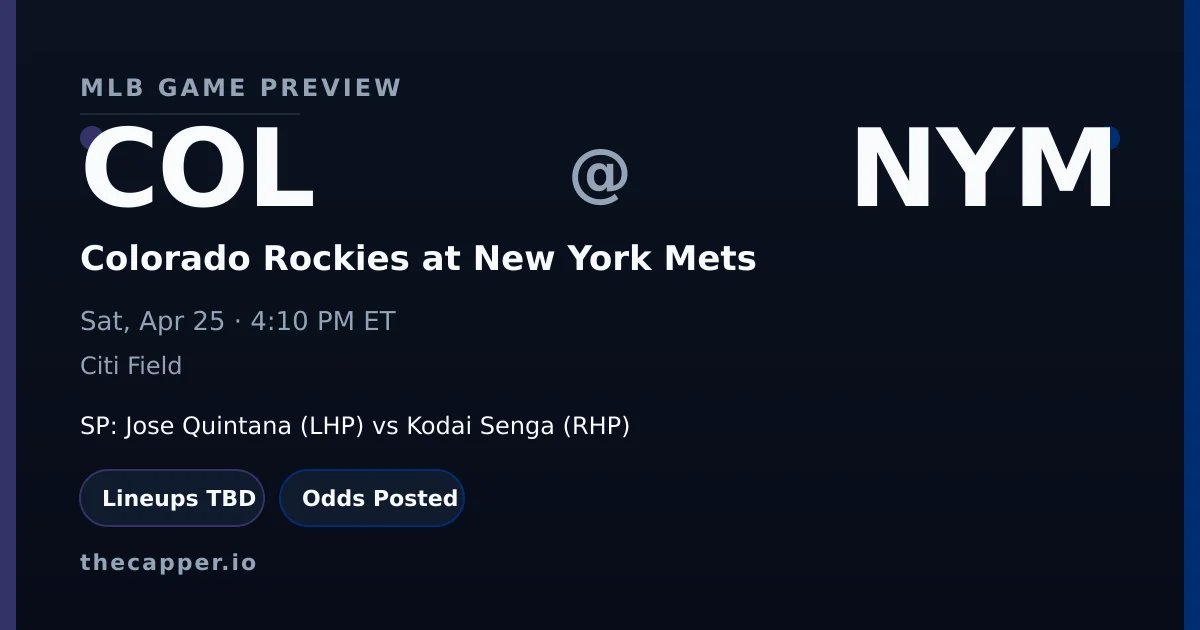 Colorado Rockies at New York Mets MLB game preview for April 25, 2026