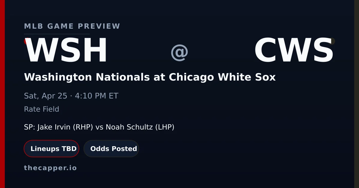 Washington Nationals at Chicago White Sox MLB game preview for April 25, 2026