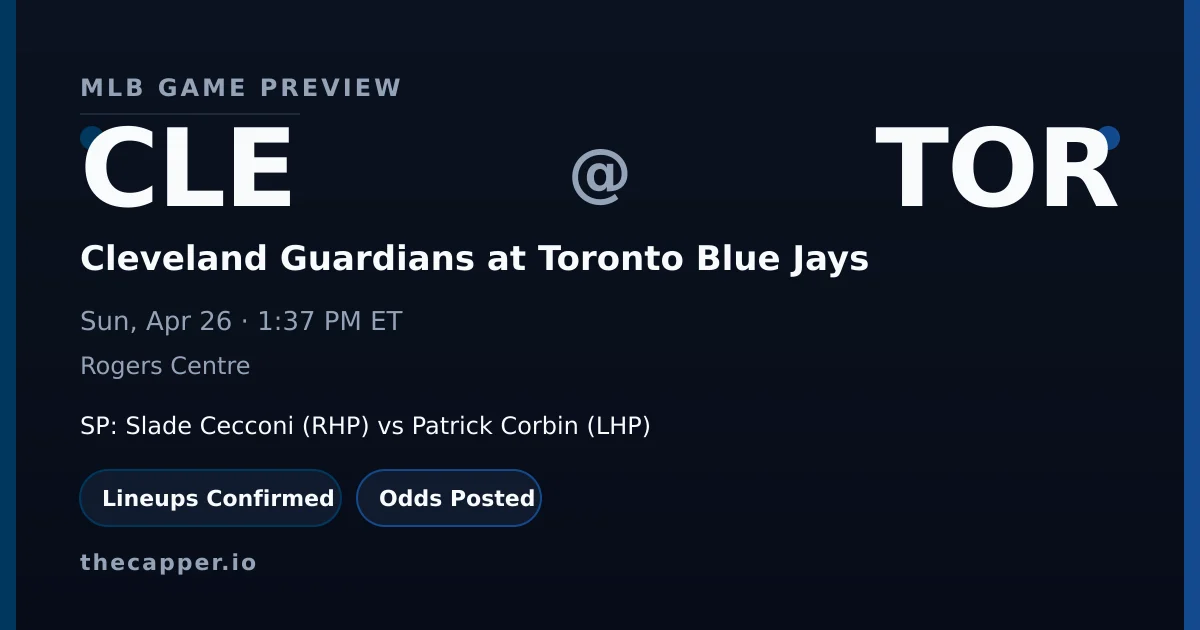 Cleveland Guardians at Toronto Blue Jays MLB game preview for April 26, 2026
