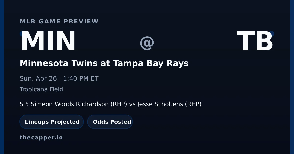 Minnesota Twins at Tampa Bay Rays MLB game preview for April 26, 2026