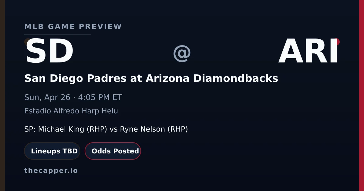 San Diego Padres at Arizona Diamondbacks MLB game preview for April 26, 2026